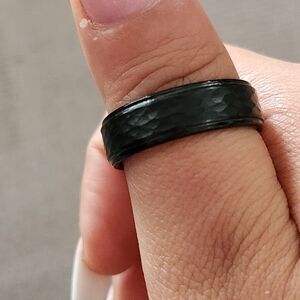Black Tungsten Carbide 6mm Men's Hammered Center Wedding Band Graduation Band